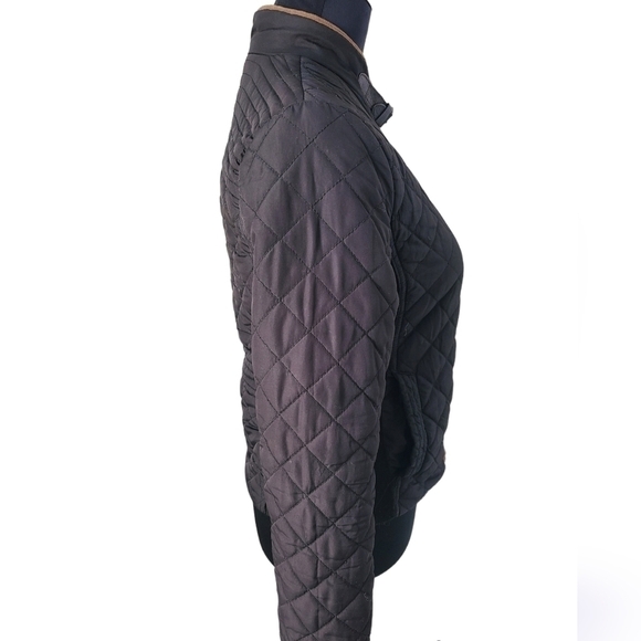 U2B Quilted Bomber Jacket Black & Brown Full Zip Size Small - Picture 4 of 10